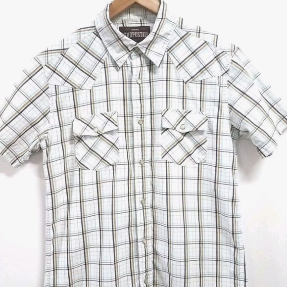 Aeropostale Authentic Fit Snap Button Mens Plaid S - Picture 2 of 8